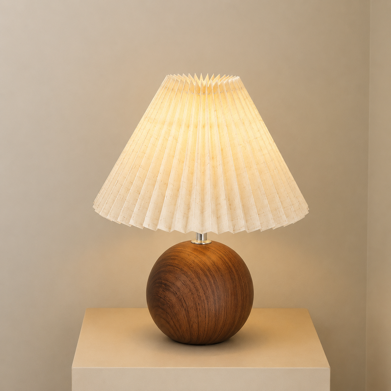 Walnut Pleated Lamp