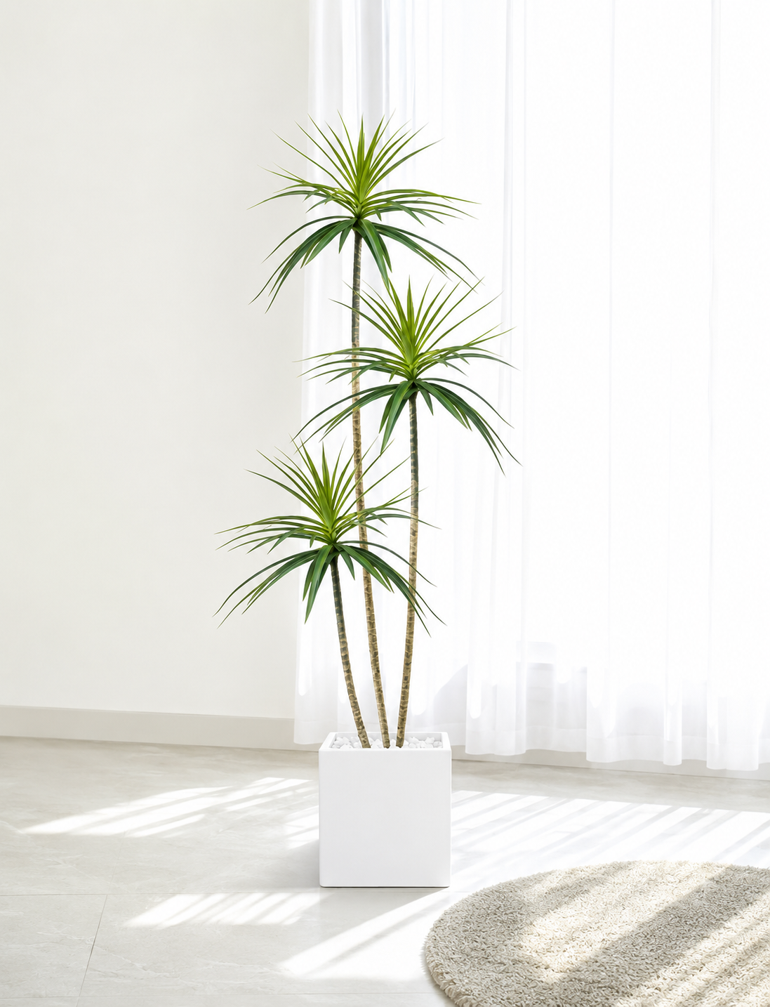 Faux Millennium Wood Tall 3 Stems with Pot