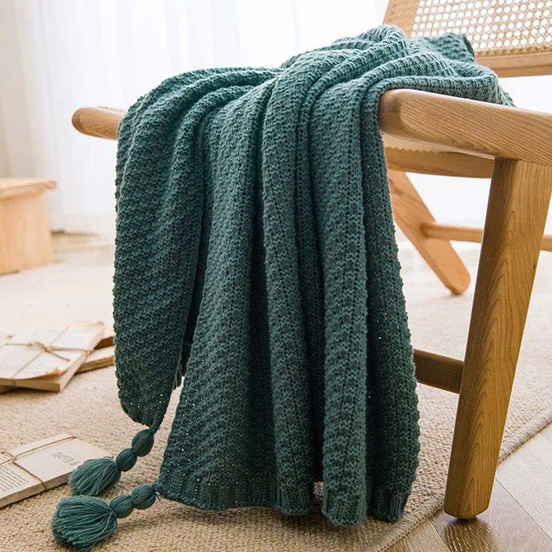 Nordic Tassel Knit Throw