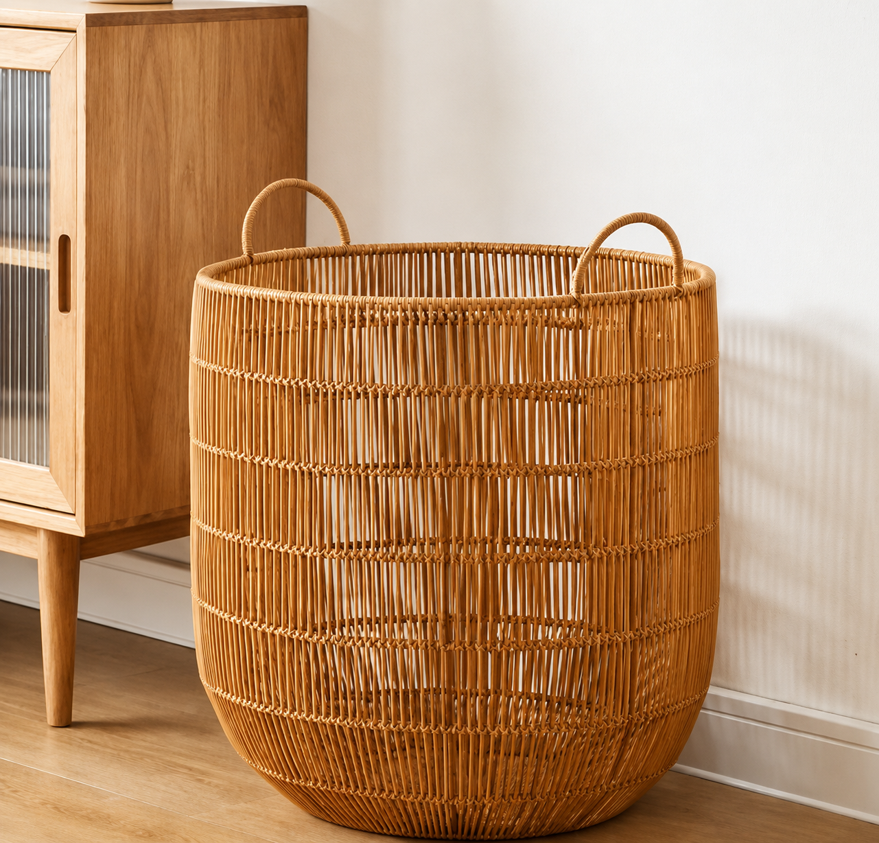 Faux Rattan Laundry Basket