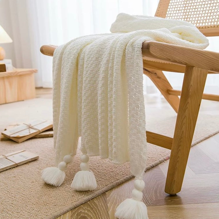 Nordic Tassel Knit Throw