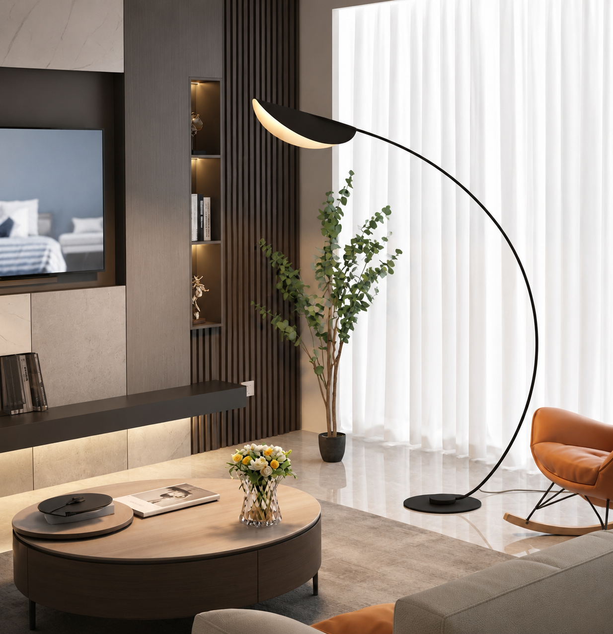 Lotus Leaf Arc Floor Lamp
