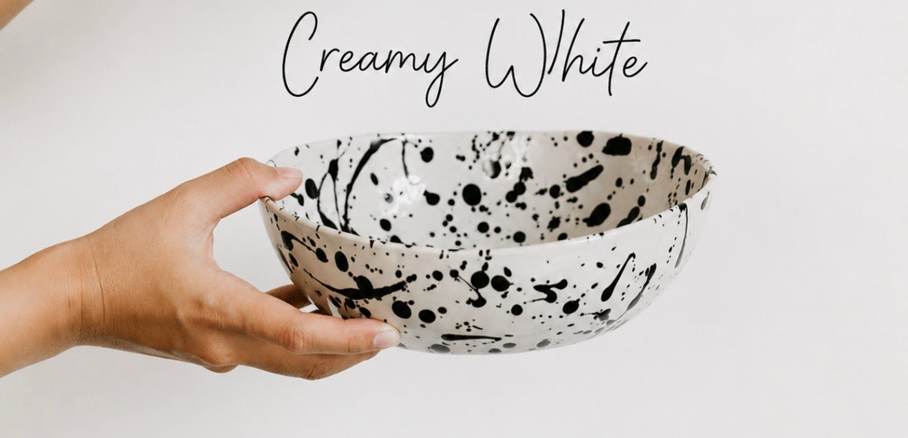 Nordic Hand-Painted Ink-Splatter Salad Bowl