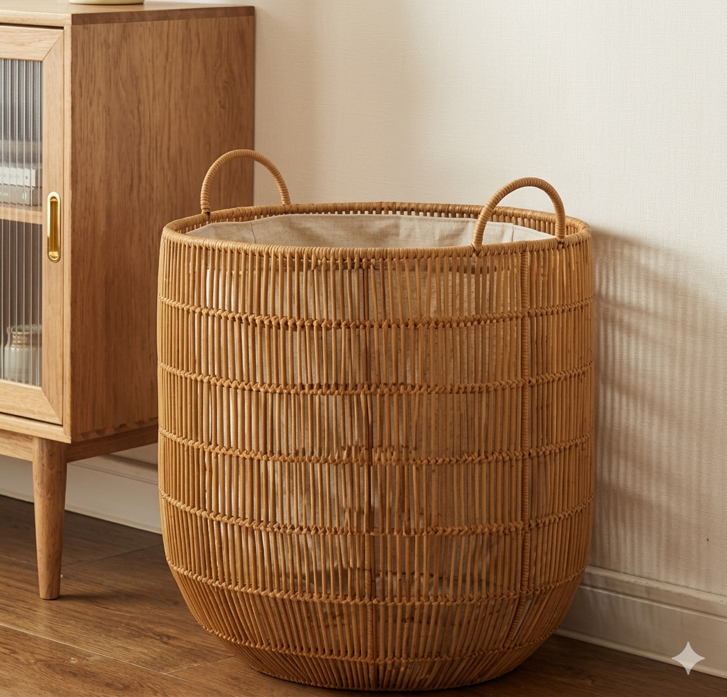 Faux Rattan Laundry Basket