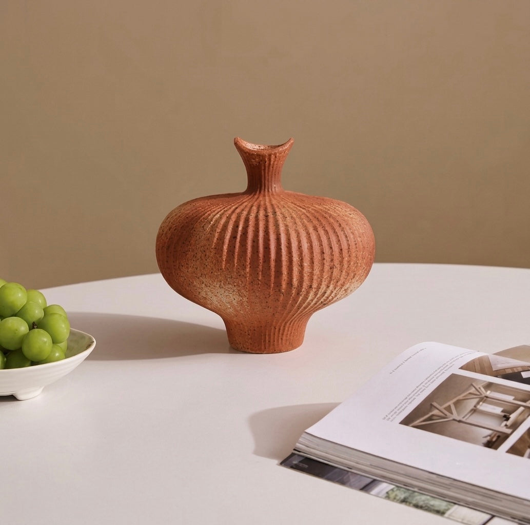 Wabi-sabi Terracotta Textured Vase